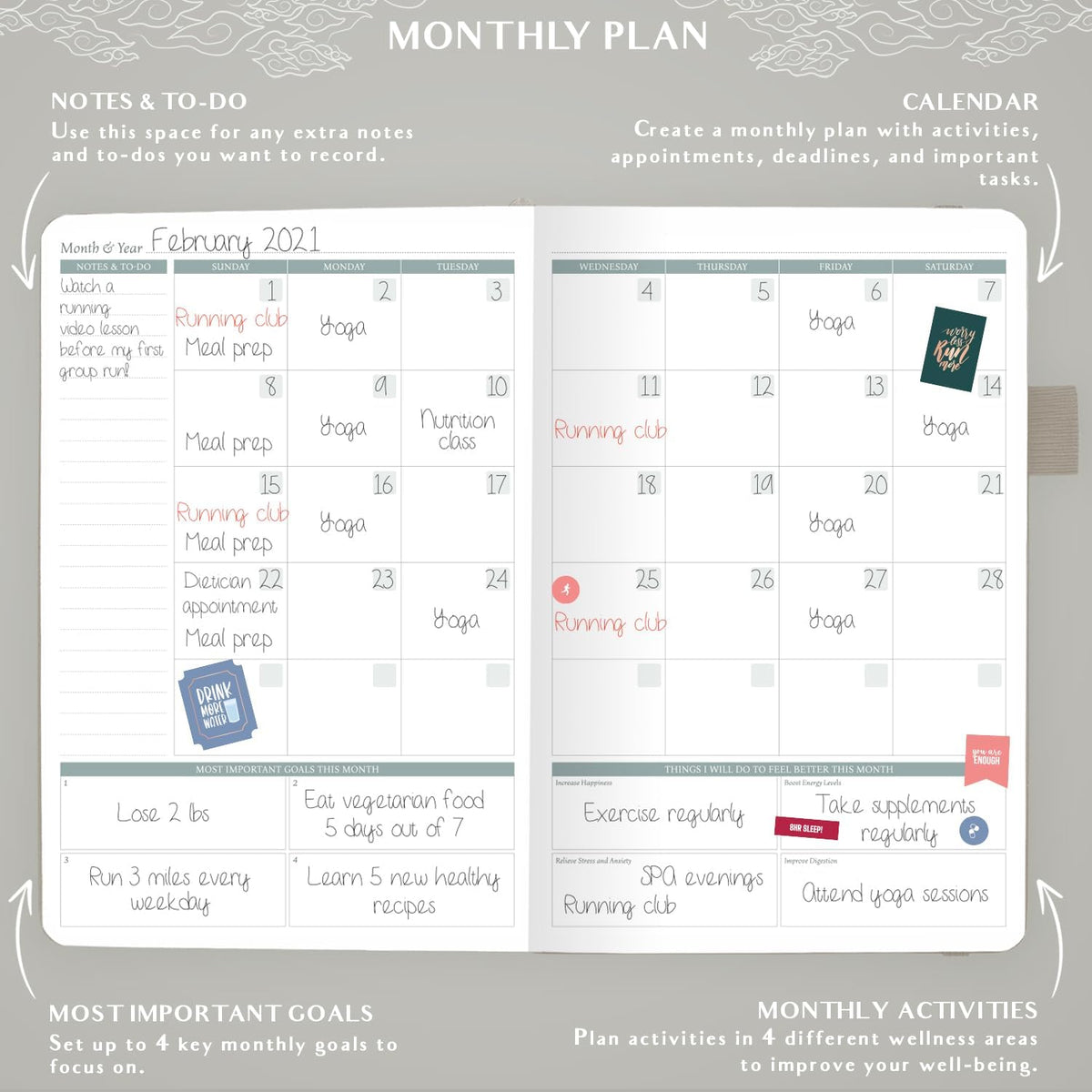 Legend Food Journal, Weight Loss & Meal Tracking Diary 5.8x8.3 Hot Pink