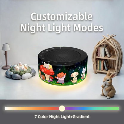 Kipcush White Noise Machine for Baby & Adults, 30 Soothing Sounds, Sleep Sound Machine with 8 Color Night Light, Memory Function, White Noise for Sleeping, Nursery, Office, Travel & Relaxation