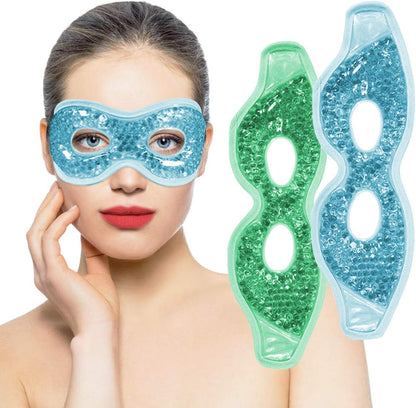 Cooling Gel Eye Mask with Eye Holes, 2 PCS Cold Eye Packs for Puffiness & Swelling, Reusable Hot Cold Compress Heat Ice Gel Pack, Purple and Pink