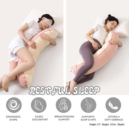 Peallow(Pat. Pend) – Long Round Body Pillow for Adults, Bolster Pillow for Sleeping, Soft and Supportive Pillow for Sleeping & Lumbar Support (Green-White, 29.5")