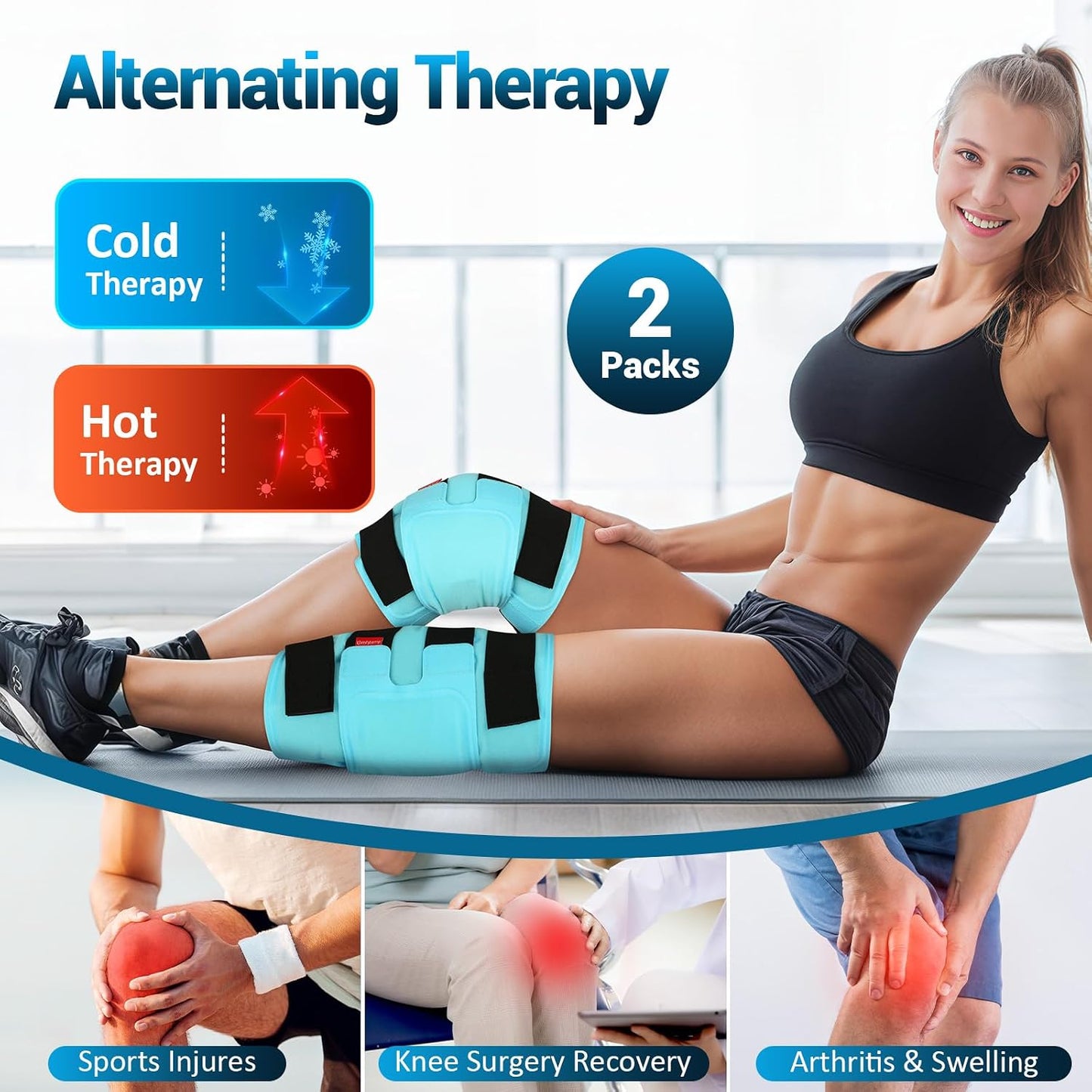 Comfytemp Large Knee Ice Pack Wrap Reusable Gel, FSA Eligible HSA, Full Coverage Knee Cold Compression Brace for Injuries, Pain Relief, Replacement Recovery, Arthritis, Surgery, Women Men Gift