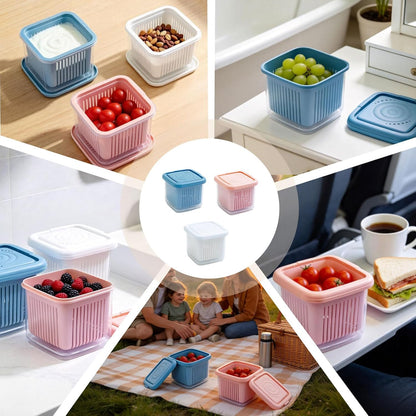 Fruit Storage Containers for Fridge with Removable Colander, Airtight Food Storage Container, Dishwasher Safe Produce Saver for Refrigerator, Keep Berry Fruit Fresh Longer 3 pcs Small Clear