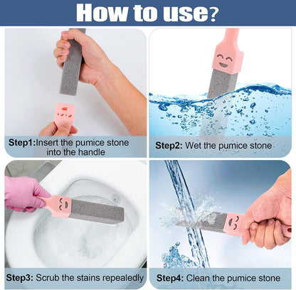 Navona 34 Pack Pumice Stone Scouring Sticks with 3 Universal Handles, Grey Pumice Stone for Cleaning Toilets, Bathrooms