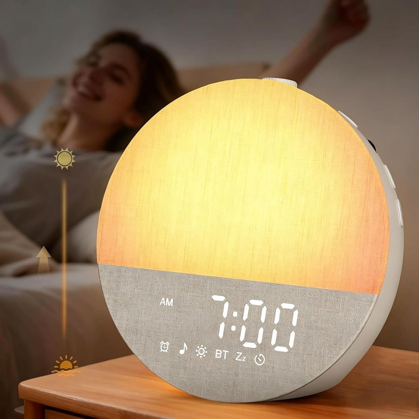Sunrise Alarm Clock with Sounds Machine:Gentle Wake Up for Heavy Sleepers | Relieve Anxiety Dimmable Clock with Bluetooth Memory for Bedroom - White Noise Machine with 30 Sleep Sounds