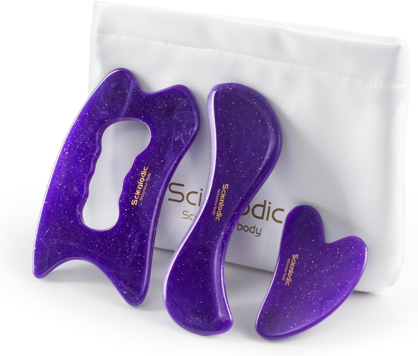 Scienlodic Gua Sha Massage Tool with Handle (Resin) Larger Guasha Scraping Tool for Back Neck Face Leg Massage, Lymphatic Drainage, Cellulite Remove - Large