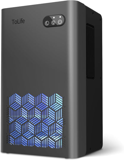 ToLife Dehumidifier for Home, 1000 sq.ft Dehumidifiers for Bedroom Bathroom Basement with 95 OZ Water Tank, Auto Shut Off 7 Colors LED Light, White Black