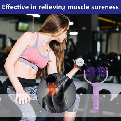 Spiky Massage Balls Rollers with Dual Ball Design, Manual Massage Stick