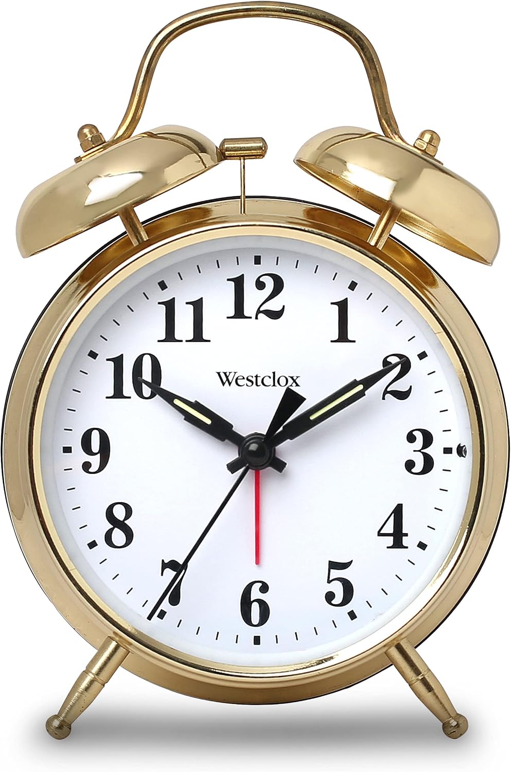 Westclox Big Ben Twin Bell Alarm Clock | Loud Alarm Clock for Heavy Sleepers | Battery Operated Clock with Backlight for Bedside Table, Bedroom, Kids Room, Desk (Gold, 4")