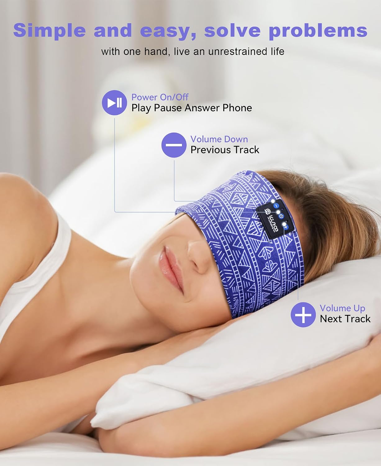 LOVE EYE Sleep Sport Headphones Wireless Bluetooth 5.4 Headband Headphone | Sleeping Earphones for Side Sleepers Removable and Washable Headbands Earbuds for Running Workout Unique Gifts for Women Men