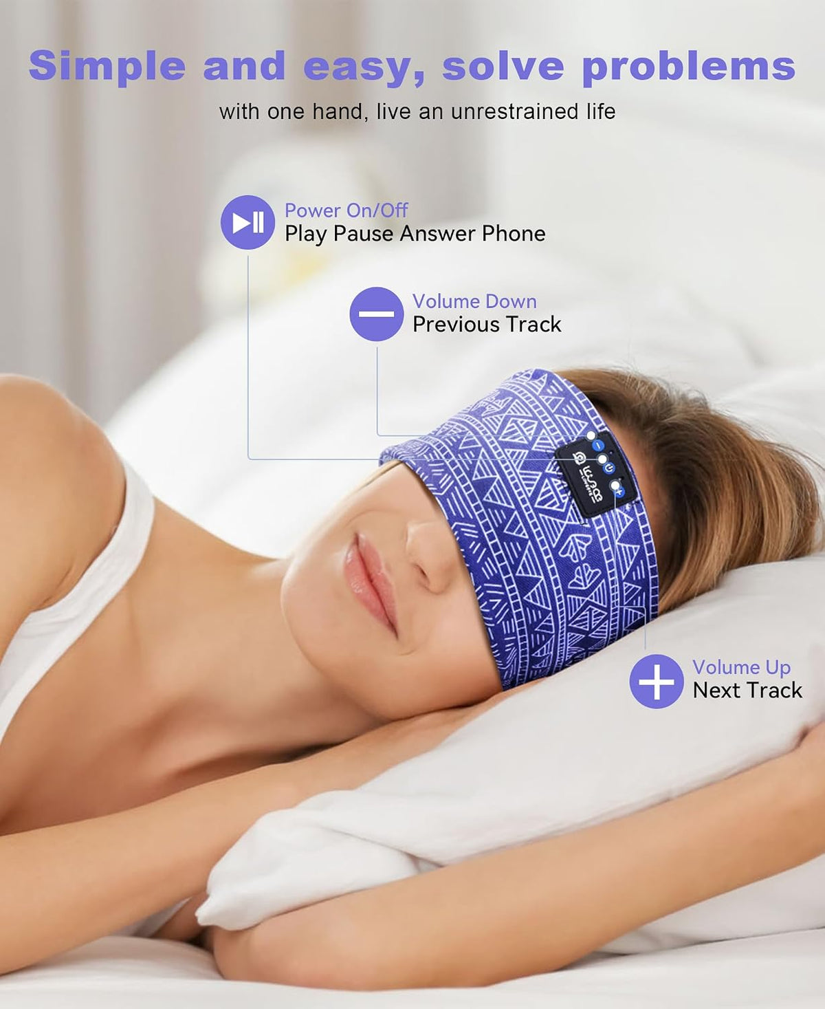 LOVE EYE Sleep Sport Headphones Wireless Bluetooth 5.4 Headband Headphone