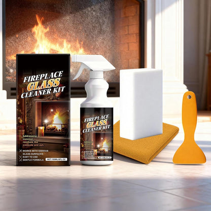 Fireplace Door Cleaner - Multi- Soot Remover, 150ml Dust Eliminator Gel, Steel Grates Care Formula, Heavy Duty Cleaner, Easy Application Brush | Indoor Chimney Cleaning, Brick Stone