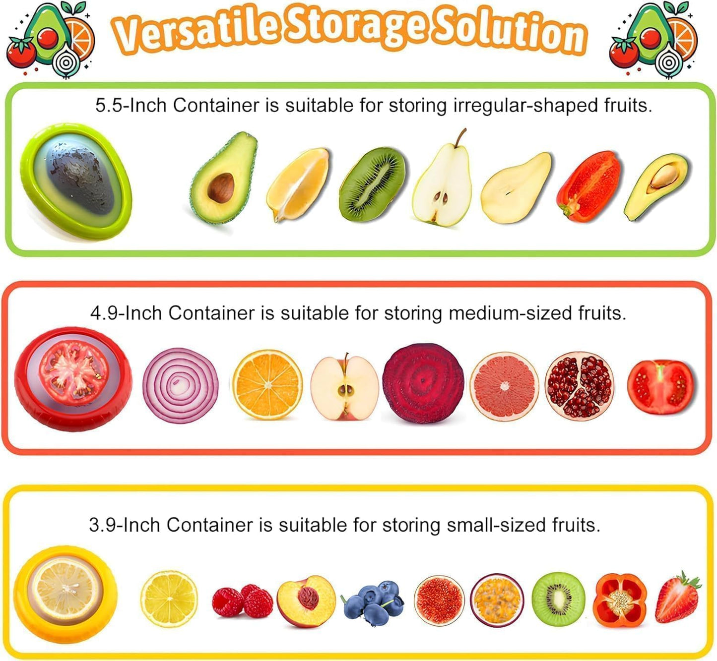 Avocado Saver and Onion Storage 4 Set - Reusable refrigerator avocado storage containers,for fridge Apples, Tomatoes, Tomato, Lemons for Ideal