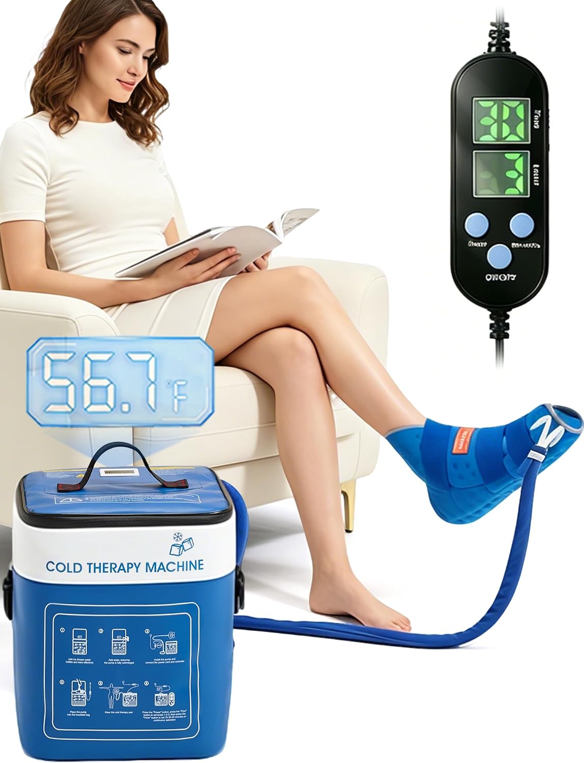 Ankle Foot Ice Pack Wrap for Cold Therapy Machine, Replacement Pad Only for Cryotherapy Unit, Cold Water Therapy for Plantar Fasciitis Relief, Post-Surgery & Injury Recovery - Universal Connector