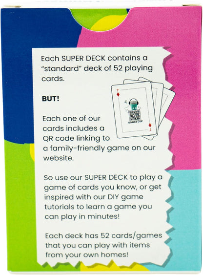 Super Deck, 52 Family Card Games with QR Code Tutorials, Interactive Playing Cards, Ages 13+