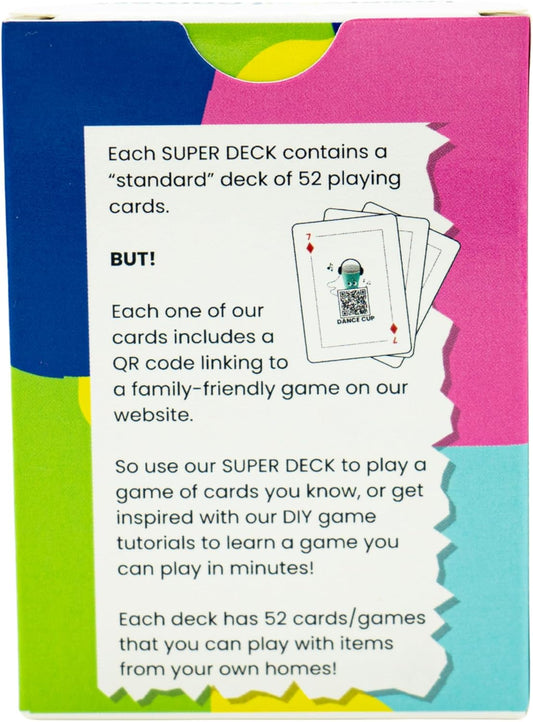 Super Deck, 52 Family Card Games with QR Code Tutorials, Interactive Playing Cards, Ages 13+