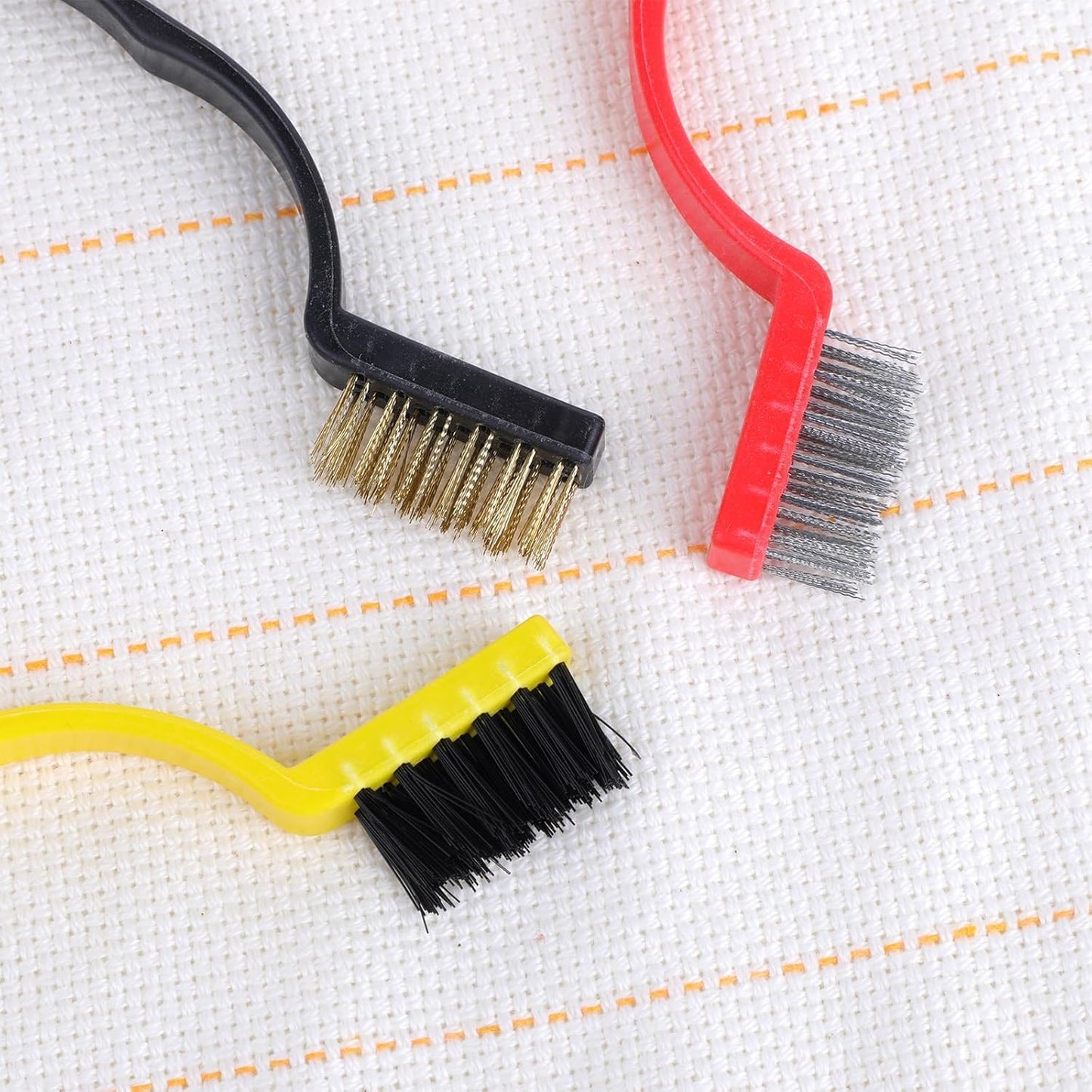 8Pcs Multicolour Kitchen Stove Cleaning Brush+Heavy Duty Scraper Tool Set for Gas Burners Cooktop Pot Pan Brass,Stainless Steel and Nylon Brush Head Brushes for Range Hood Grease Grime,Cleaning Tools