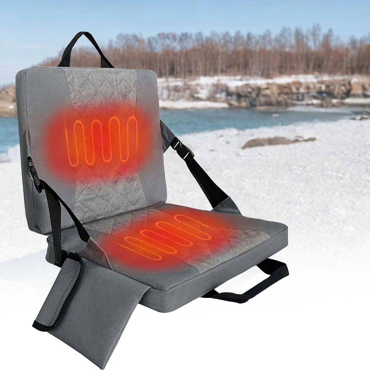 Heated Stadium Seats for Bleachers,Foldable Heated Seat Cushion,Portable Seat Pad,USB Powered Great for Outdoor Sports,Concerts,Camping (No Power Bank) (Grey)