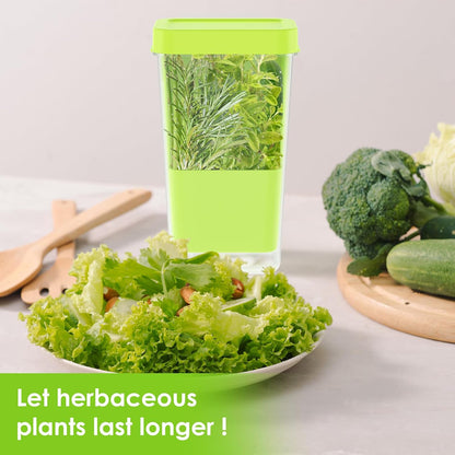 Fresh Herb Keeper for Refrigerator, 5.1x4.1x 9.06 in Clear Herb Saver, Fridge Asparagus Container, Fresh Herb Saver, Herb Storage Containers, for Cilantro, Parsley, Thyme, Asparagus(Green)