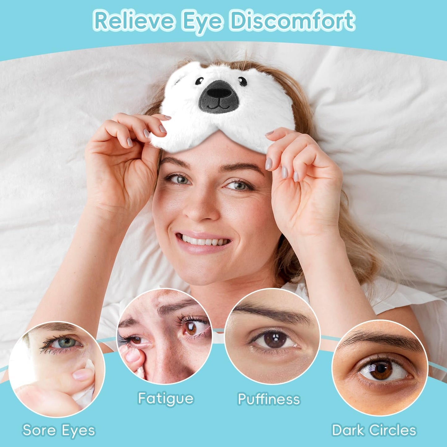 my novel things Microwave Heating Pad with Heated Eye Mask Compress Moist for Relieve Fatigue Period Cramps Uscented Microwavable Heating Pad Cute Bear for Women Birthday Christmas Gifts