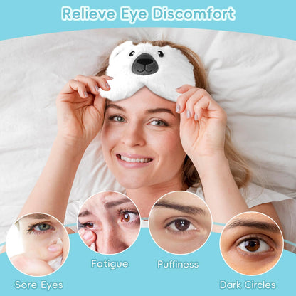 my novel things Microwave Heating Pad with Heated Eye Mask Compress Moist for Relieve Fatigue Period Cramps Uscented Microwavable Heating Pad Cute Bear for Women Birthday Christmas Gifts