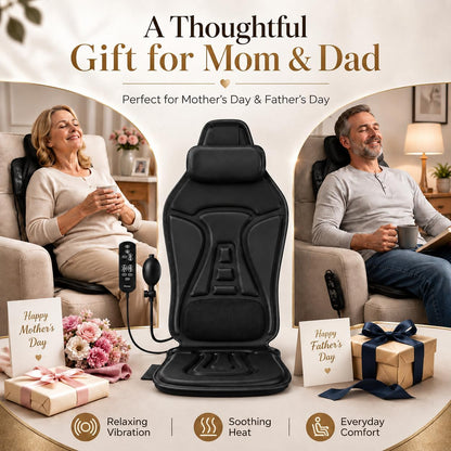 Vibrating Back Massager for Chair with Heat & Cooling, Chair Massager Pad with Adjustable Neck Support, Vibration Massage Seat Cushion for Office Chair Recliner, Home Relaxation