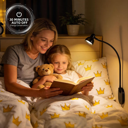 Wall Mounted Reading Light, LED Wall Bedside Lamp with Adapter, 5 Color & 10 Brightness, Plug-in Adhesive Wall Reading Lights for Books in Bed, Auto-Off Timer Wall Lights for Bedroom Headboard Black