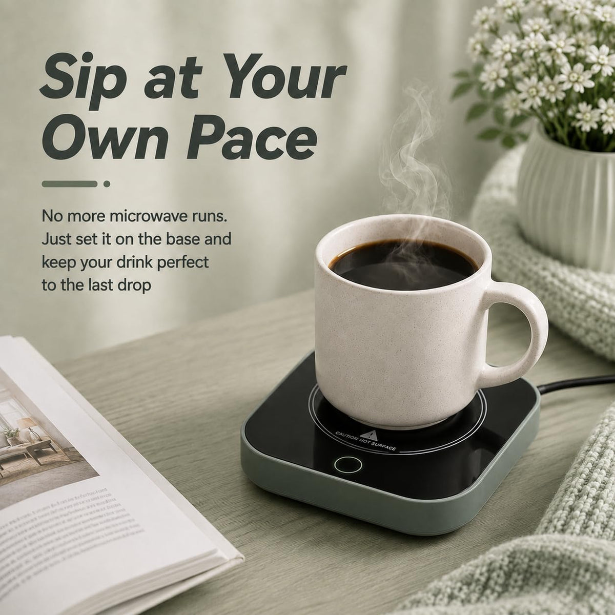 Coffee Cup Warmer, Auto Shut-Off Mug Warmer, 3 Temperature Setting