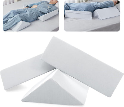 Fanwer Positioning Wedge Pillow for Side Sleeping (3 in 1), 40 Degree Triangle Bed Wedges & Body Positioners for Back Pain, Preventing Bedsores, After Surgery, Knees Elevated, Pregnancy