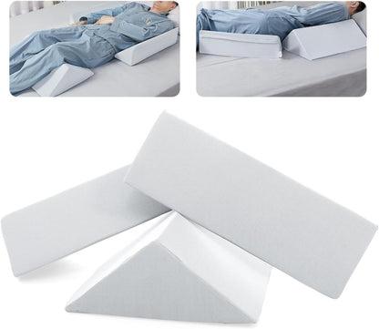 Fanwer Positioning Wedge Pillow for Side Sleeping (3 in 1), 40 Degree Triangle Bed Wedges & Body Positioners for Back Pain, Preventing Bedsores, After Surgery, Knees Elevated, Pregnancy