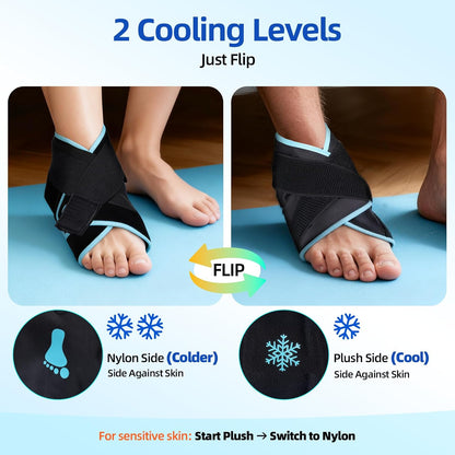 Comfytemp Ankle Foot Ice Pack Wrap for Plantar Fasciitis Relief, FSA Eligible HSA, Ankles Brace for Sprain Pain, Heel Spur, Swelling, Achilles Tendonitis, Hot Cold Gel Ice Pack for Injuries Reusable
