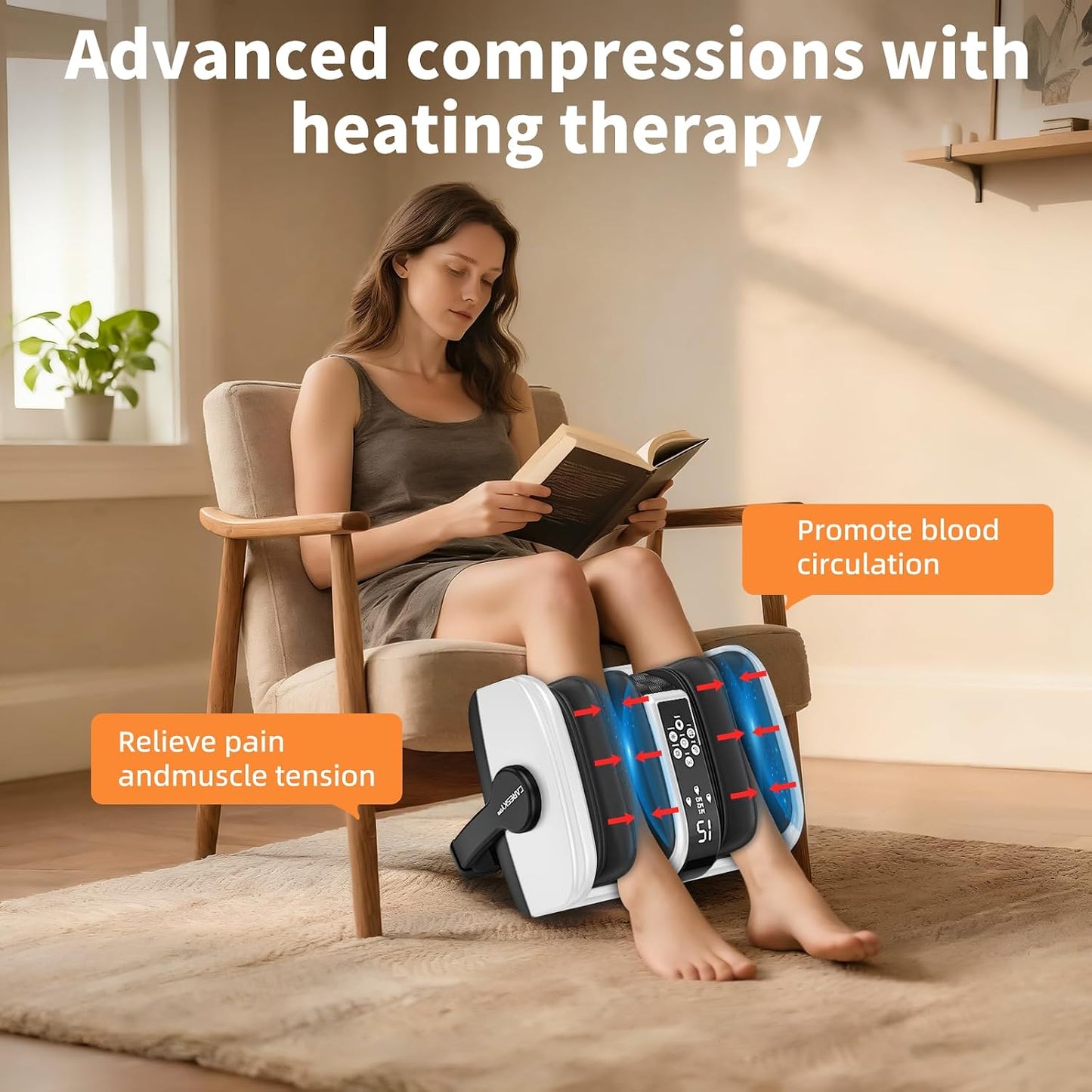 Shiatsu Foot Massager with Heat, Deep Kneading Foot Massager for Plantar Fasciitis, Neuropathy, Circulation and Pain Relief, Foot and Calf Massage at Home/Office