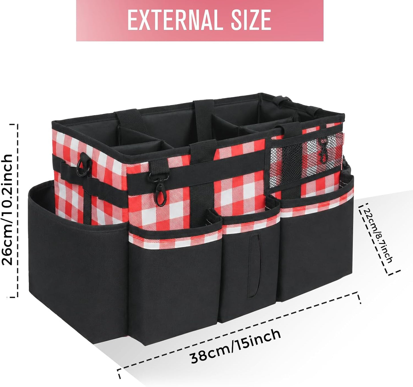 SCAVATA Wearable Cleaning Caddy, Cleaning Caddy Supplies Organizer with Handle & Shoulder Straps for Housekeepers, Under Sink & Car Cleaning Tool Organizers Bag with 4 Foldable Divider (NavyBlue)