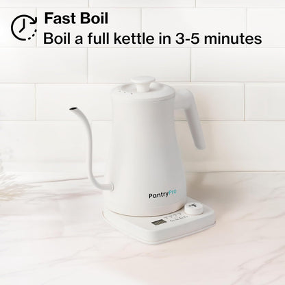 1.0L 1500W Gooseneck Electric Kettle - Stainless Steel Interior - Rapid-Boil - Auto Shut-Off, Boil-Dry Protection, Temperature Control, LED Indicator - Black by The Display Guys