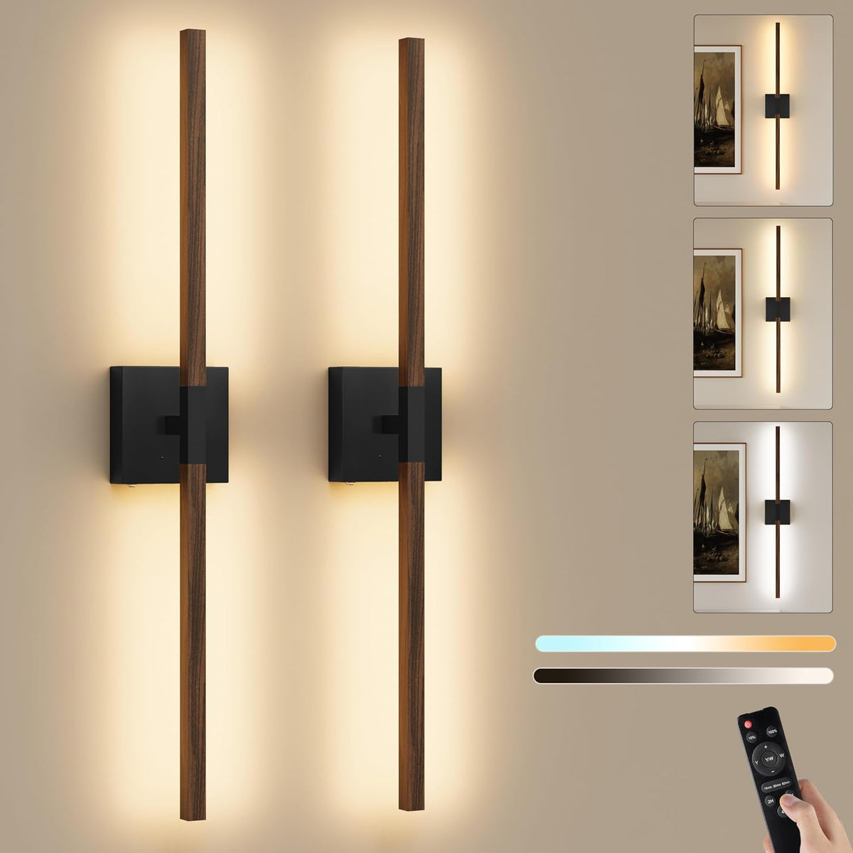 Rayogale Black Battery Operated Wall Sconce with Remote Control 8000mAh