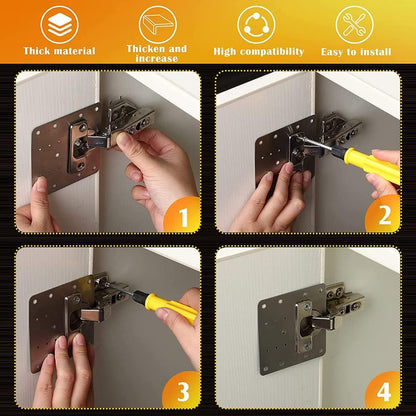 Cabinet Hinges Repair Plate,Stainless Steel Hinge Repair Brackets Kit,Kitchen Cupboard Door Hinge Repair Plate Kit Includes Fixing Screws,Protect Wooden Kitchen Cabinet Door,Furniture(2 PCS)…