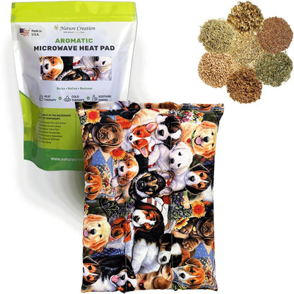 Nature Creation Microwaveable Herbal Heating Pad for Lumbar - Soothing Hot & Cold Therapy Pack for Lower Back- Soothing Relaxation, Warmth and Comfort - Happy Hearts