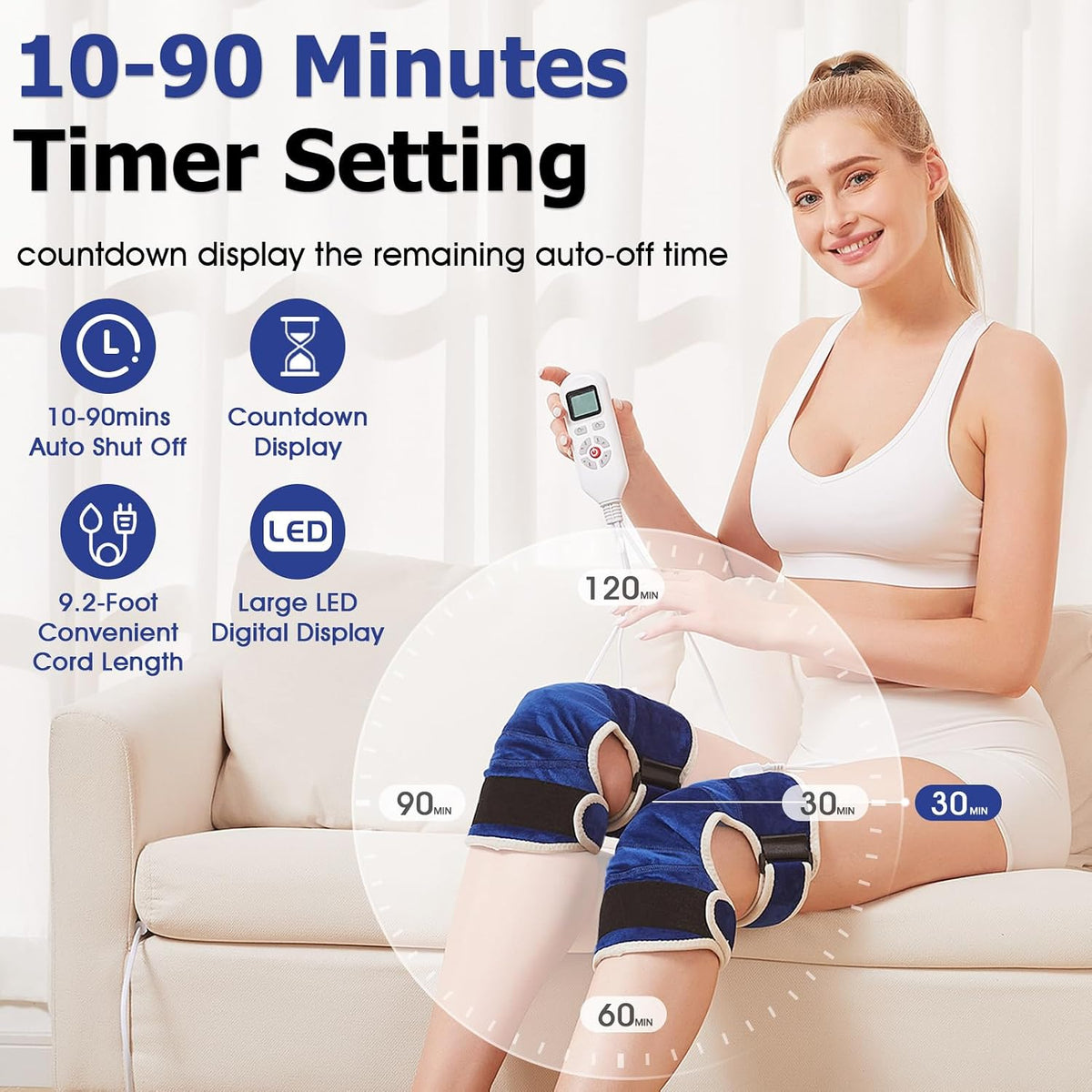 JOBYNA Ankle/Toe/Foot Warmer | Full Coverage Heated Foot Wrap |86-158℉ Continuous Setting| 10-90min Timer| Electric Heating Pad for Plantar Fasciitis Relief, Neuropathy Pain Relief for Foot(1 Pack)