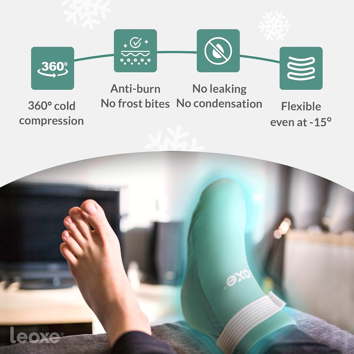 Foot Ankle Ice Pack Wrap, Ice Pack for Injuries & Sprains, Cold Compression Reusable For Foot Swelling Relief, Plantar Fasciitis, Achilles Tendinitis, Toe Pain Relief & Surgery Recovery (Single Sock)