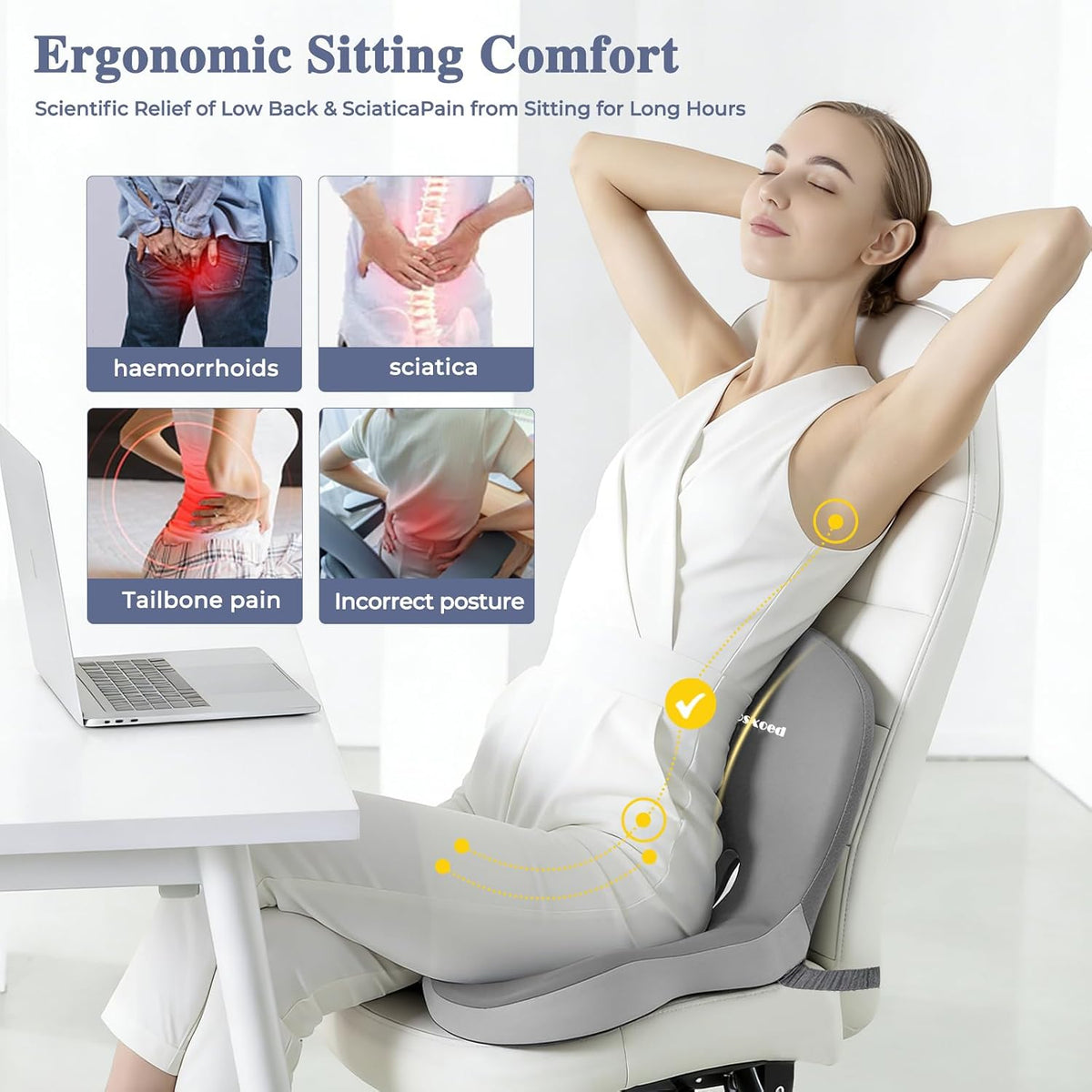 Car Seat Cushion with Lumbar Support Pillow, Seat Cushion for Driving