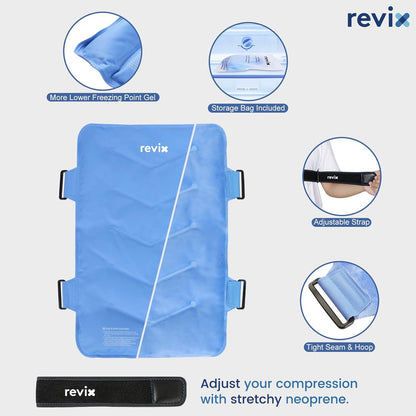 REVIX XXL Full Back Ice Pack Wrap, Reusable Gel Cold Compress for Upper and Lower Back, Long-Lasting Flexible Ice Pack for Muscle Fatigue, Soreness, and Post-Workout Recovery
