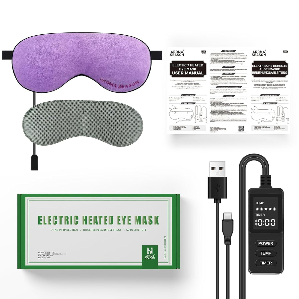 Aroma Season Heated Eye Mask, Warm Eye Compress for Dry Eyes MGD Stye Blephartitis Sinus Migraine, Graphene Heating Element with Natural Lavender Pack (Black)