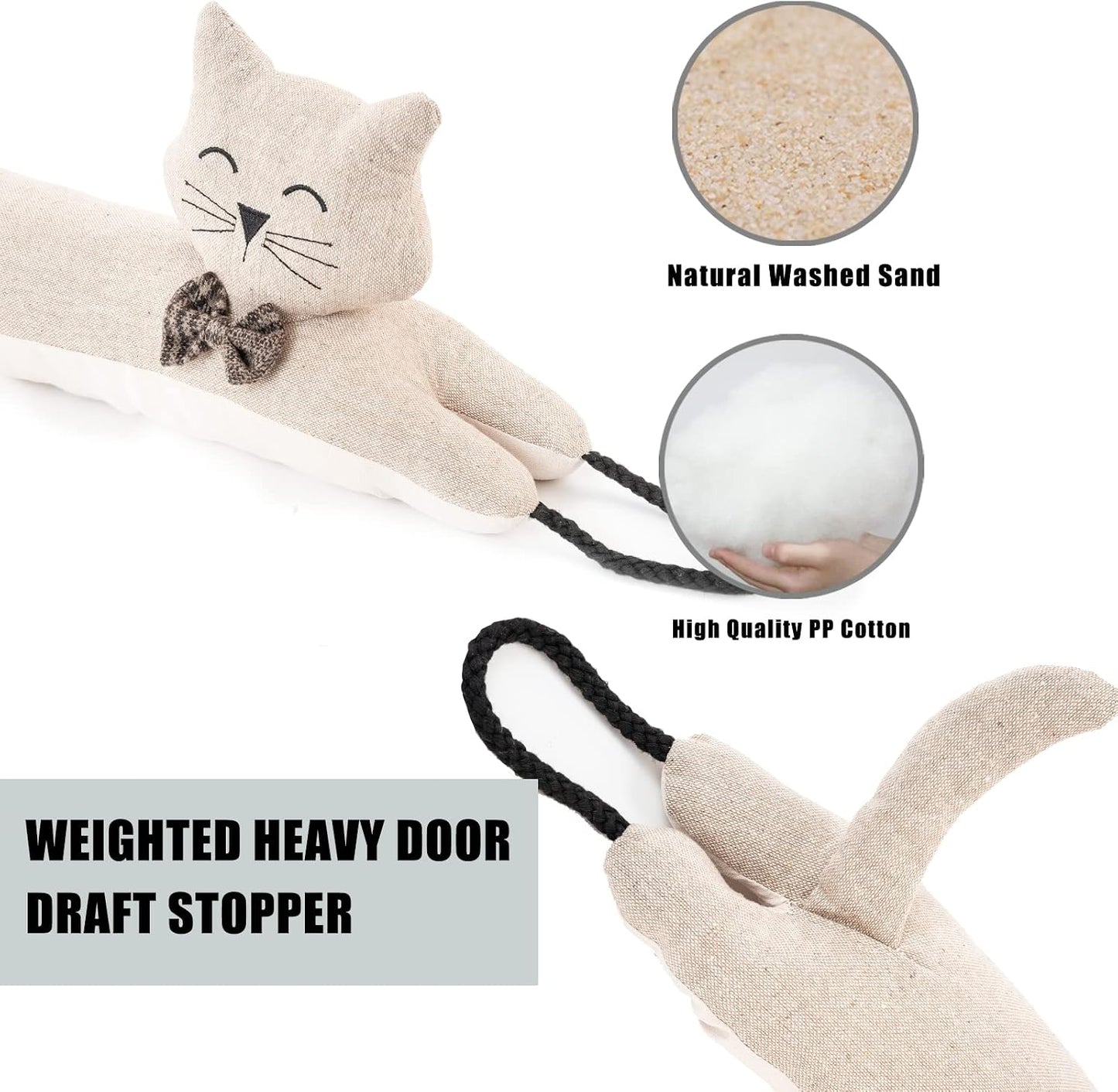 Under Door Draft Stopper Decorative Wind Stopper 36 inch for Door & Window, Weighted Animal Air Draft Stopper for Bottom of Door with Hanging Loops - Brown Dog