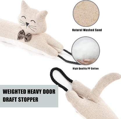 Under Door Draft Stopper Decorative Wind Stopper 36 inch for Door & Window, Weighted Animal Air Draft Stopper for Bottom of Door with Hanging Loops - Brown Dog
