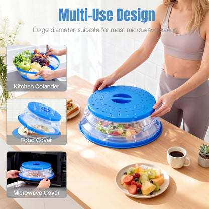 2 in 1 Microwave Splatter Cover Food, Microwave Silicone Mat Place Holders for Multi-use, Silicone Trivet, Pot Holders, Drying, Baking, Utensils Rest for Kitchen Counter Mat