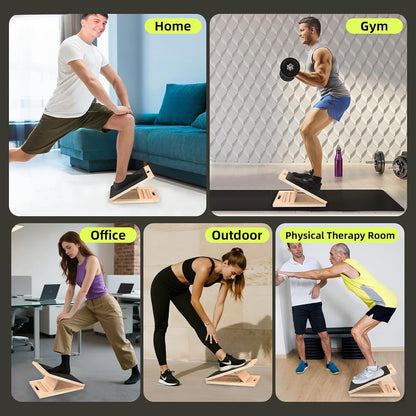 Reinforced Wood Slant Board, Adjustable Calf Stretcher with 15-30° Incline for Plantar Fasciitis Relief, Achilles Tendon Stretch, and Home Exercise Mobility,250LBS Capacity (Standard Version(15°–30°))