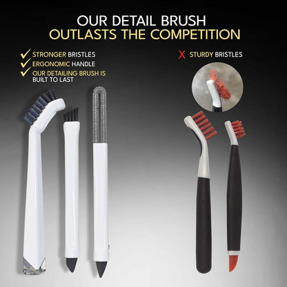 Grout Cleaning Brush Set (4 Pcs) Heavy Duty Hand Grout Scrub Brush & Detail Cleaning Brush Set for Baseboards,Floor, Corners, Shower, Bath Tub & Tiles