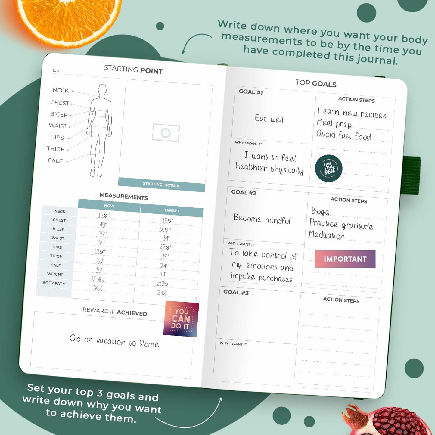 Clever Fox Wellness Planner & Food Journal for Weight Loss, A5 Orange | 5.8"x8.3" nutrition & exercise tracker for women tracking meals, diet & symptom diary, calorie counter notebook, stickers