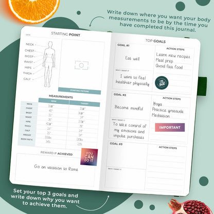 Clever Fox Wellness Planner & Food Journal for Weight Loss, A5 Orange | 5.8"x8.3" nutrition & exercise tracker for women tracking meals, diet & symptom diary, calorie counter notebook, stickers