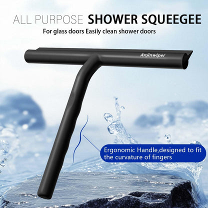 Shower Squeegee for Glass Doors, 10 Inch Bathroom Squeegee for Shower Glass | Streak Free No Squeak, Anti-Rust, All Purpose Glass Squeegee with Hook, Tile Walls, Mirror, Window, Car, Water & Soap Removal