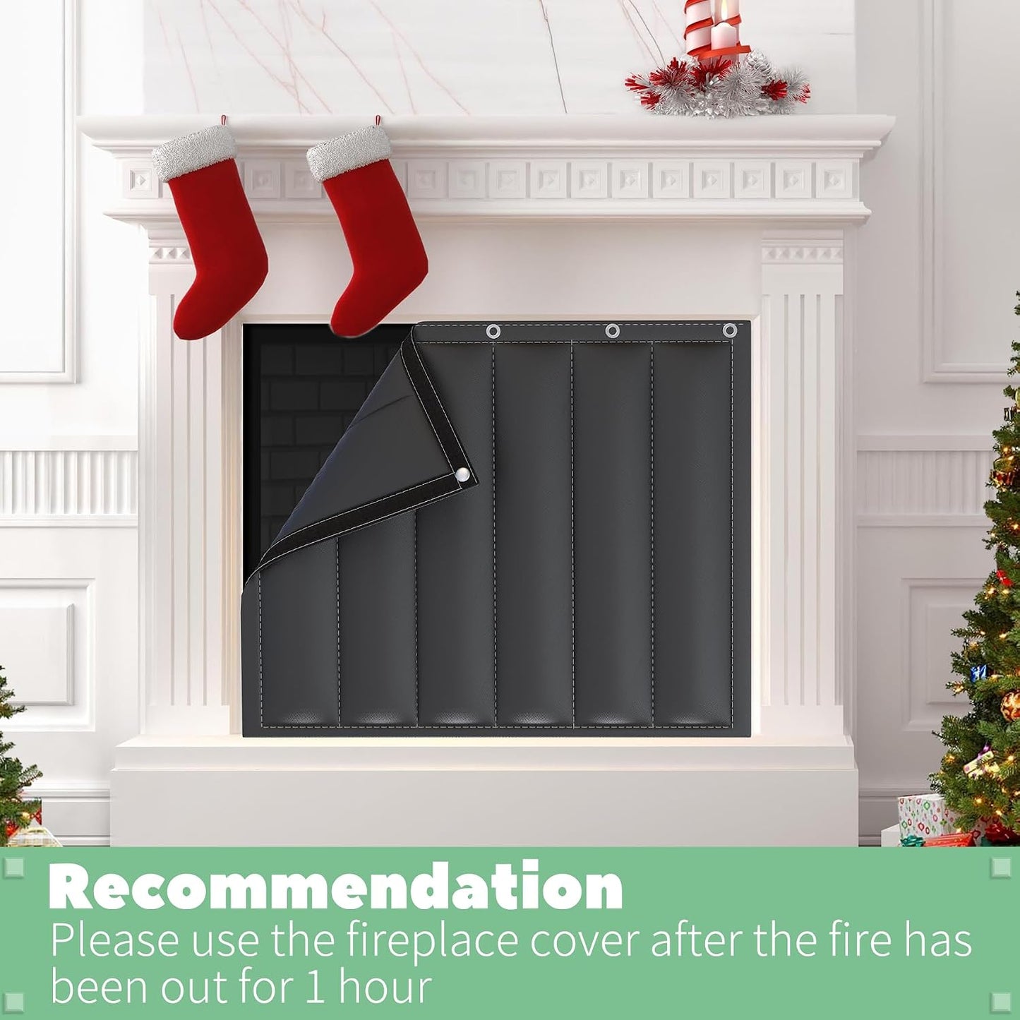 Magnetic Fireplace Covers for Stopping Heat Loss,4-Layers Insulated Fireplace Draft Stopper Blanket,Magnet Fireplace Blanket for Inside Fireplace,Fireplace Draft Blocker,39''W x 32''H(1x0.82m)
